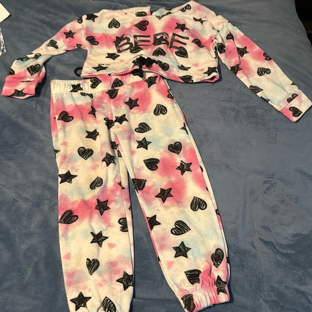 Bebe 4T crop top hoodie and sweatpants